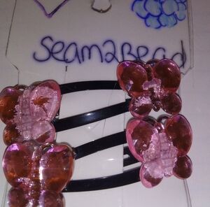 Pink Butterfly Hair Clips